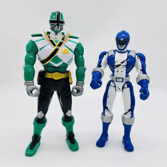 Bandai Power Rangers Action Figures 2011 Samurai Green & 2006 Overdrive Blue - Picture 14 of 14